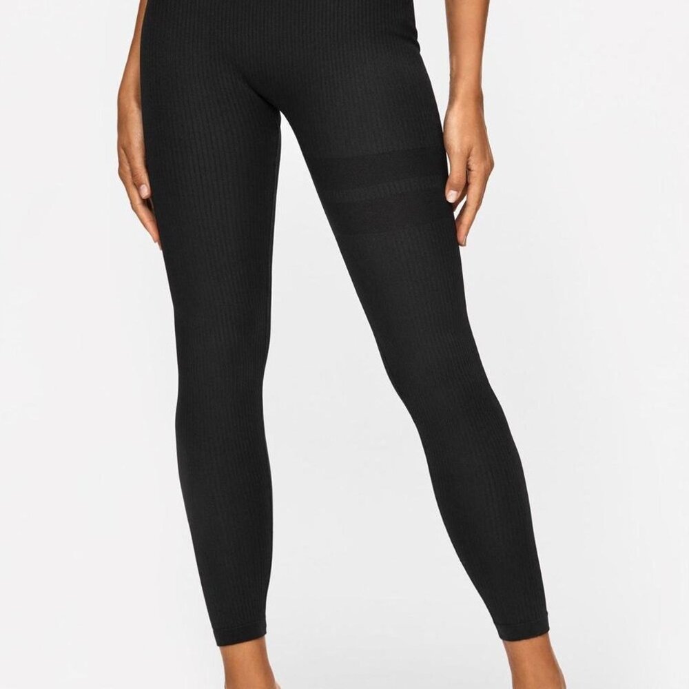Stronger Rib Seamless Leggings High Waist Size Small Black